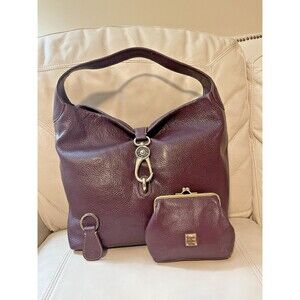 Dooney & Bourke Logo Lock Shoulder Bag with Matching Kisslock Wallet Purple